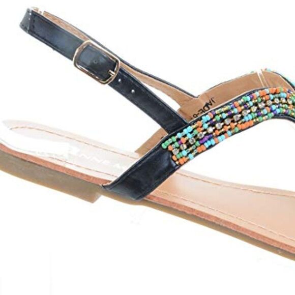 Colorful Boho Thong Slip On Flip-Flop Flat Sandals - Picture 2 of 3